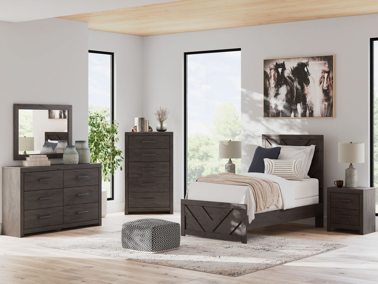 Prendonea - Charcoal - Two Drawer Night Stand