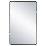 Mirror With Gold Accents - Matte Black