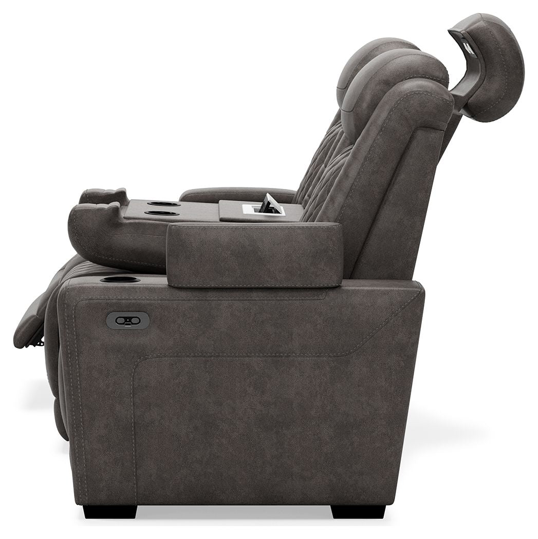 HyllMont - Gray - PWR REC Sofa with ADJ Headrest