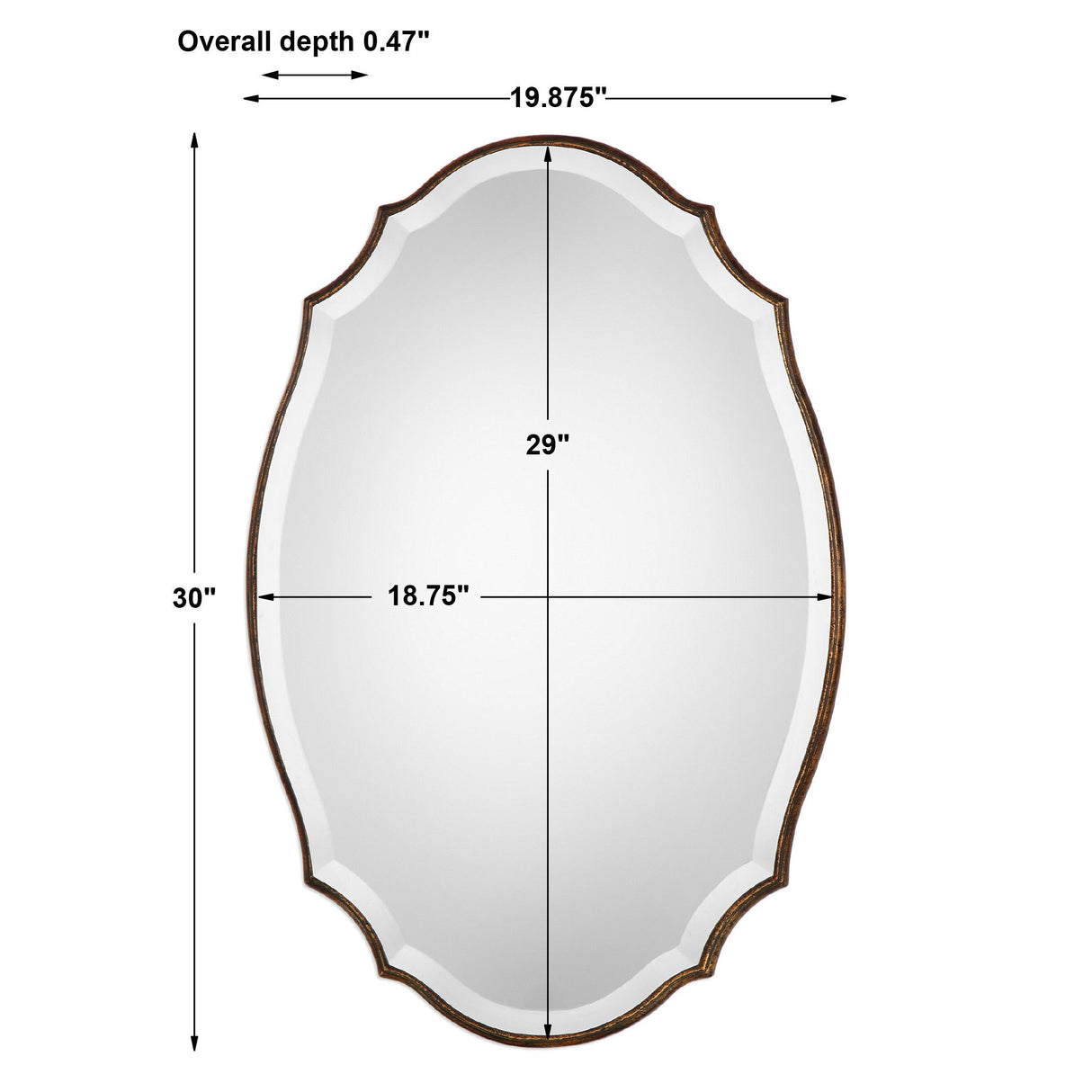 Shaped Bevel Mirror - Antiqued Bronze