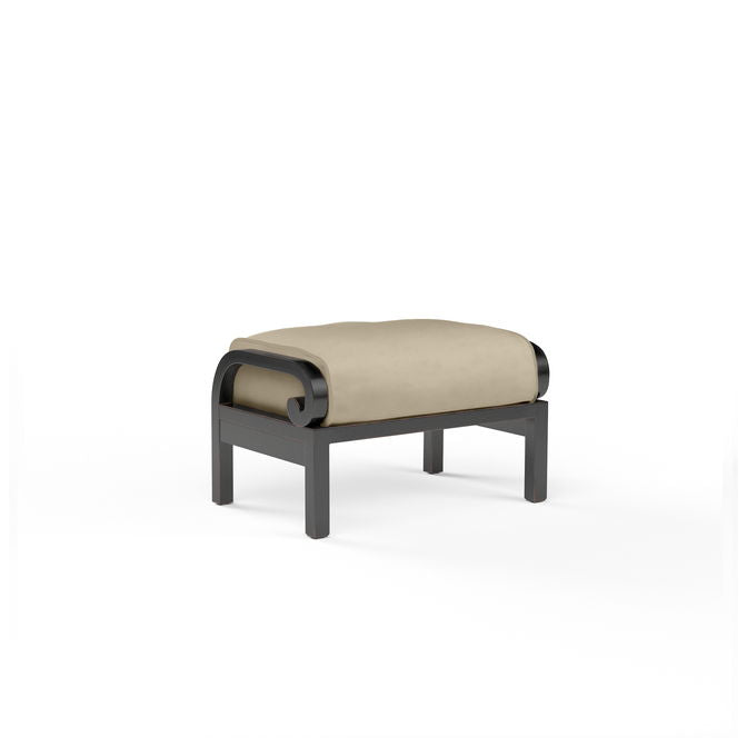 Monterey - Ottoman, With Self Welt - Linen Stone / Black