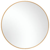 Round Framed Plain Mirror - Brushed Gold