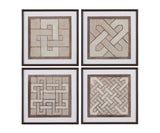 Knotted Tiles - Framed Print (Set of 4) - Brown