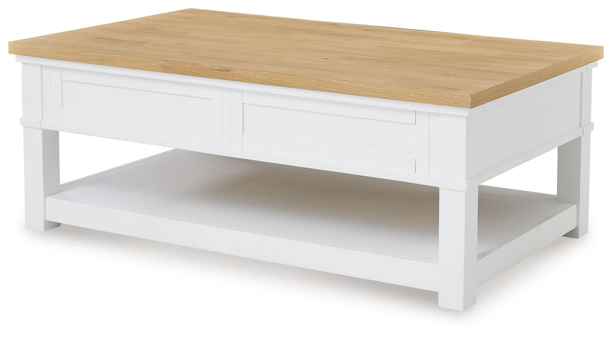 Ashbryn - White / Natural - Rectangular Cocktail Table