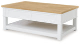 Ashbryn - White / Natural - Rectangular Cocktail Table