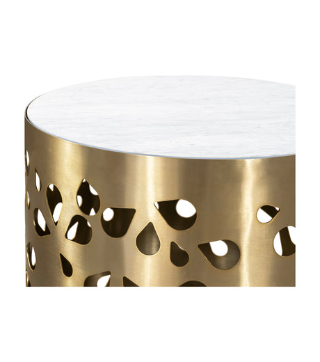 Nora - End Table - Brushed Gold / White