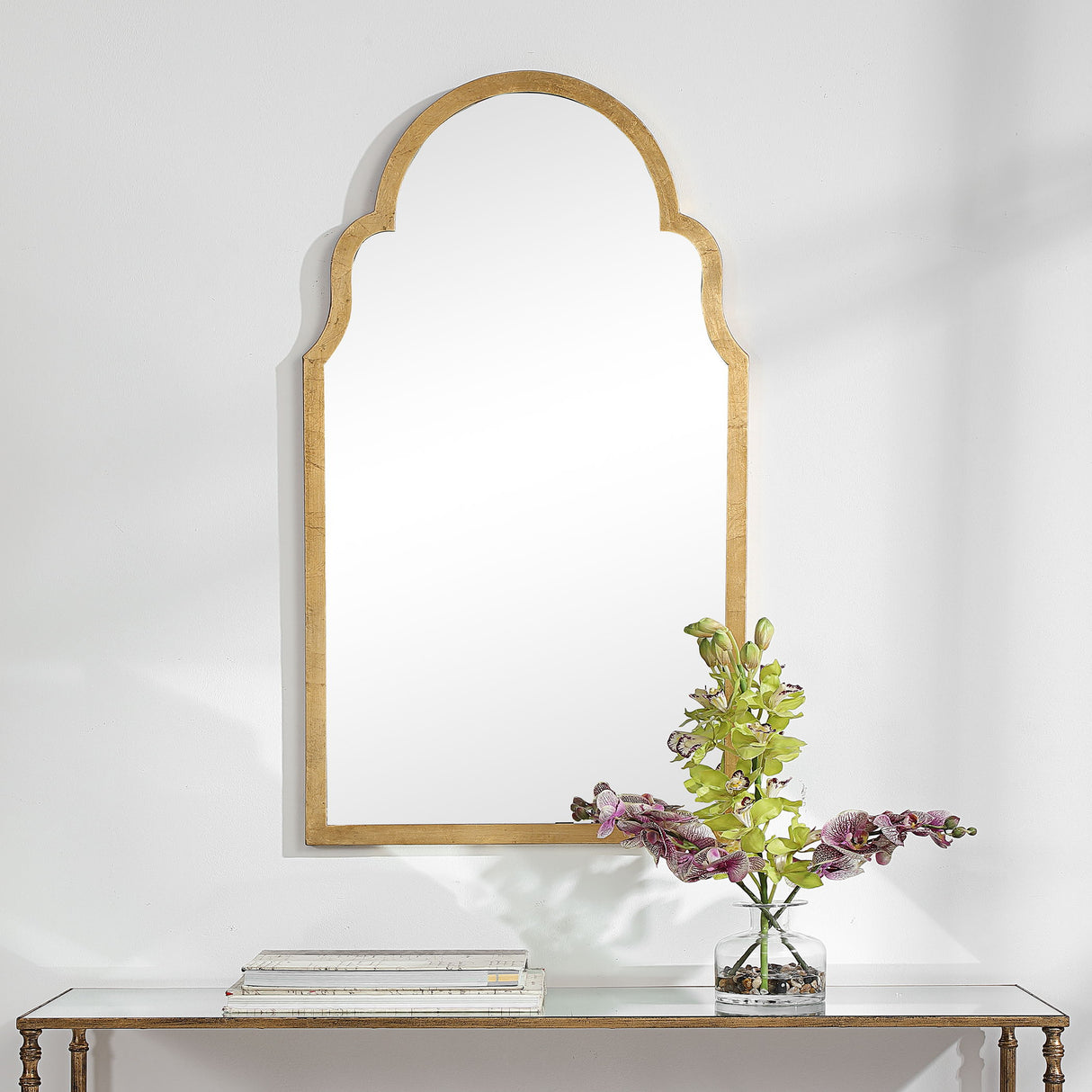 Shaped Arch Top Frame Mirror - Gold Leaf