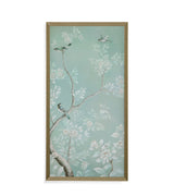 Birds & Flowers I - Framed Print - Light Blue