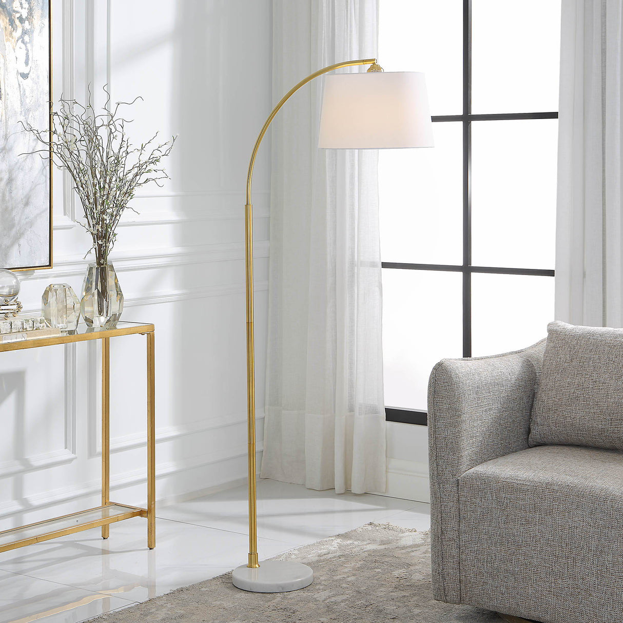 Floor Lamp - Gold & White