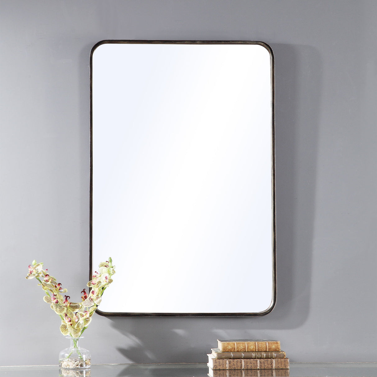 Mirror With Gold Highlights - Rich Dark Bronze