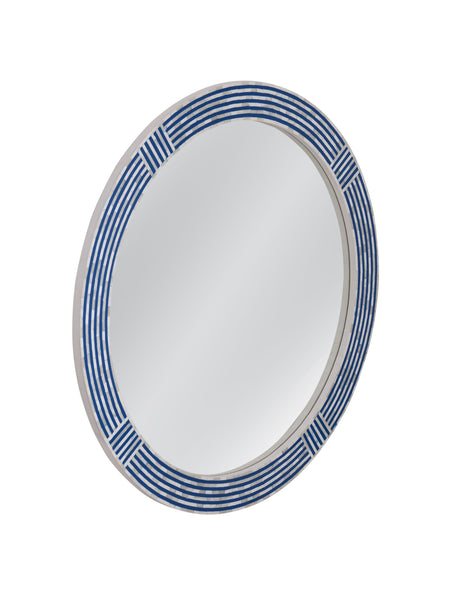 Blue Circle - Wall Mirror - Blue / Cream