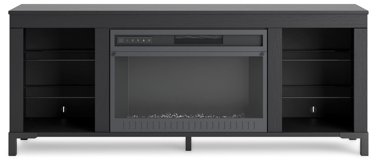 Cayberry - Black - TV Stand With Fireplace