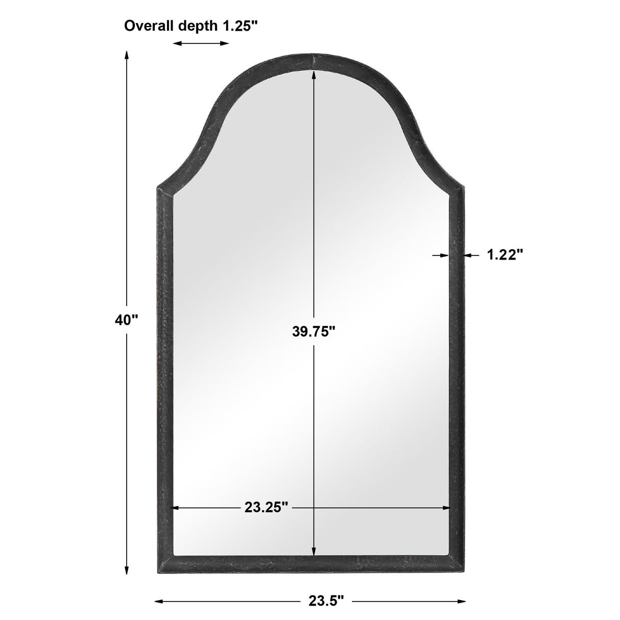 Mirror With Hammered Frame - Black