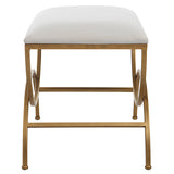 Upholstered Accent Stool - Antique Brushed Brass