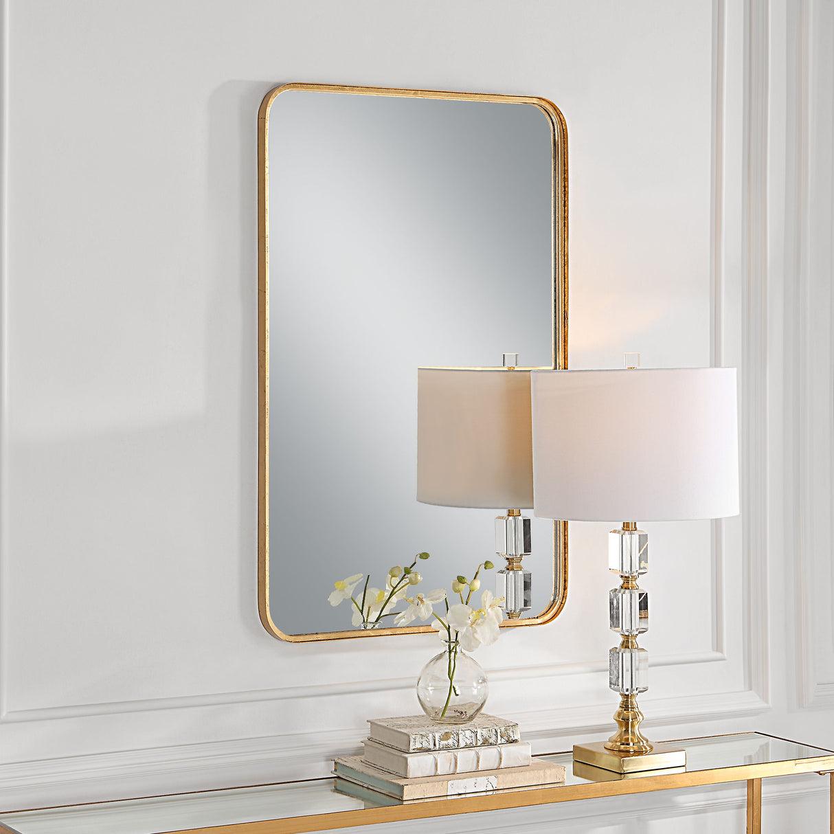 Rounded Corners Mirror - Gold Leaf