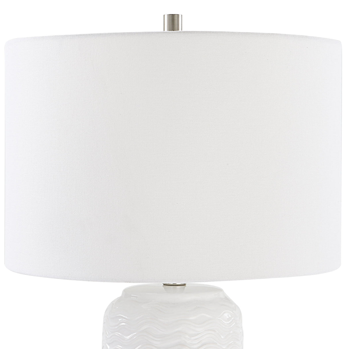 Table Lamp - White & Brushed Nickel