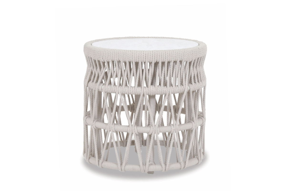 Dana - End Table With Honed Carrara Marble Top - Natural