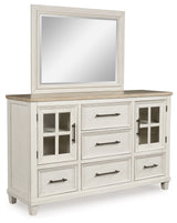 Shaybrock - Antique White / Brown - Dresser And Mirror