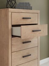 Sanginlane - Tan - Five Drawer Chest