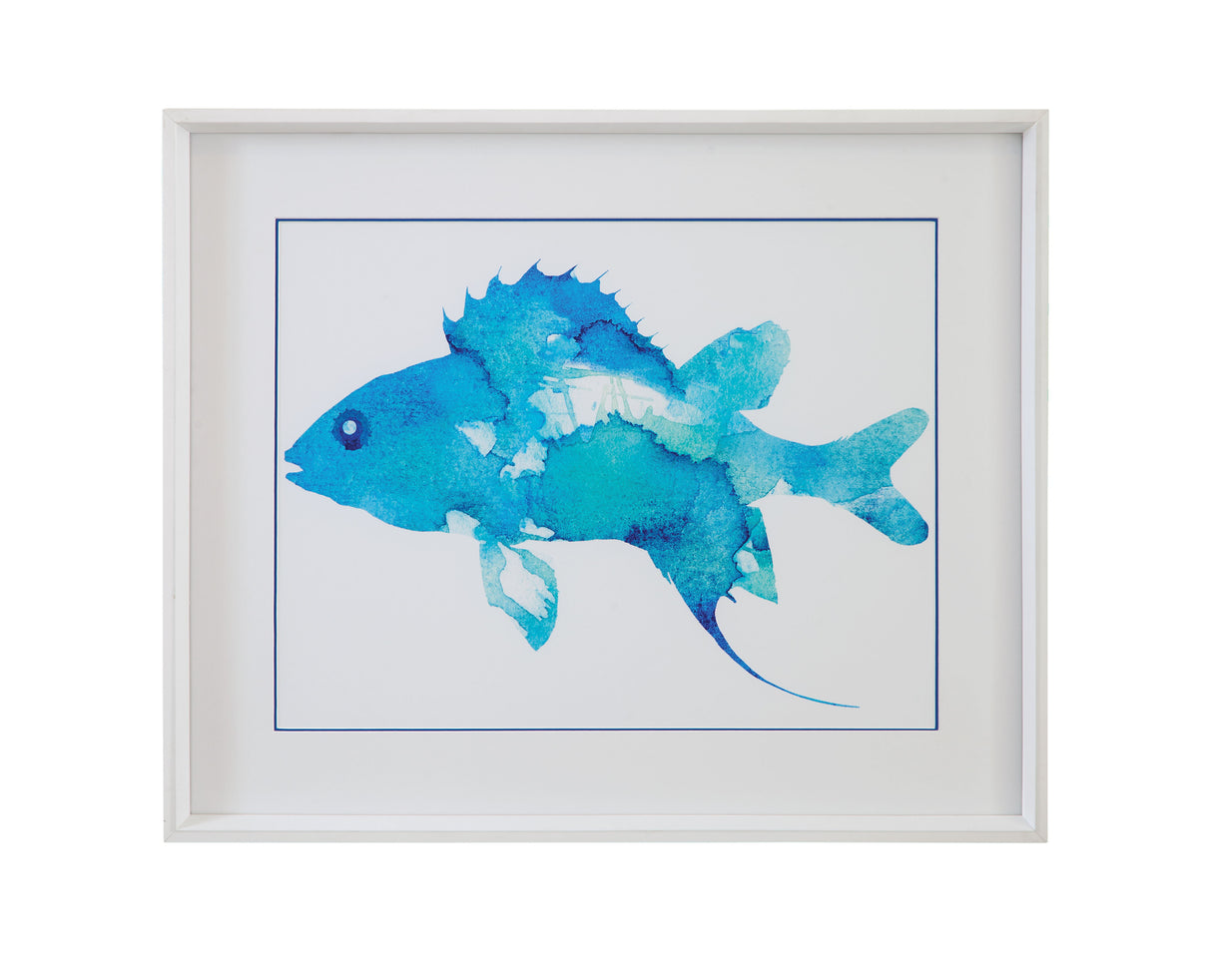 Watercolor Fish - I Framed Print - Blue / White