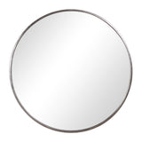 Round Narrow Metal Framed Mirror - Antique Silver