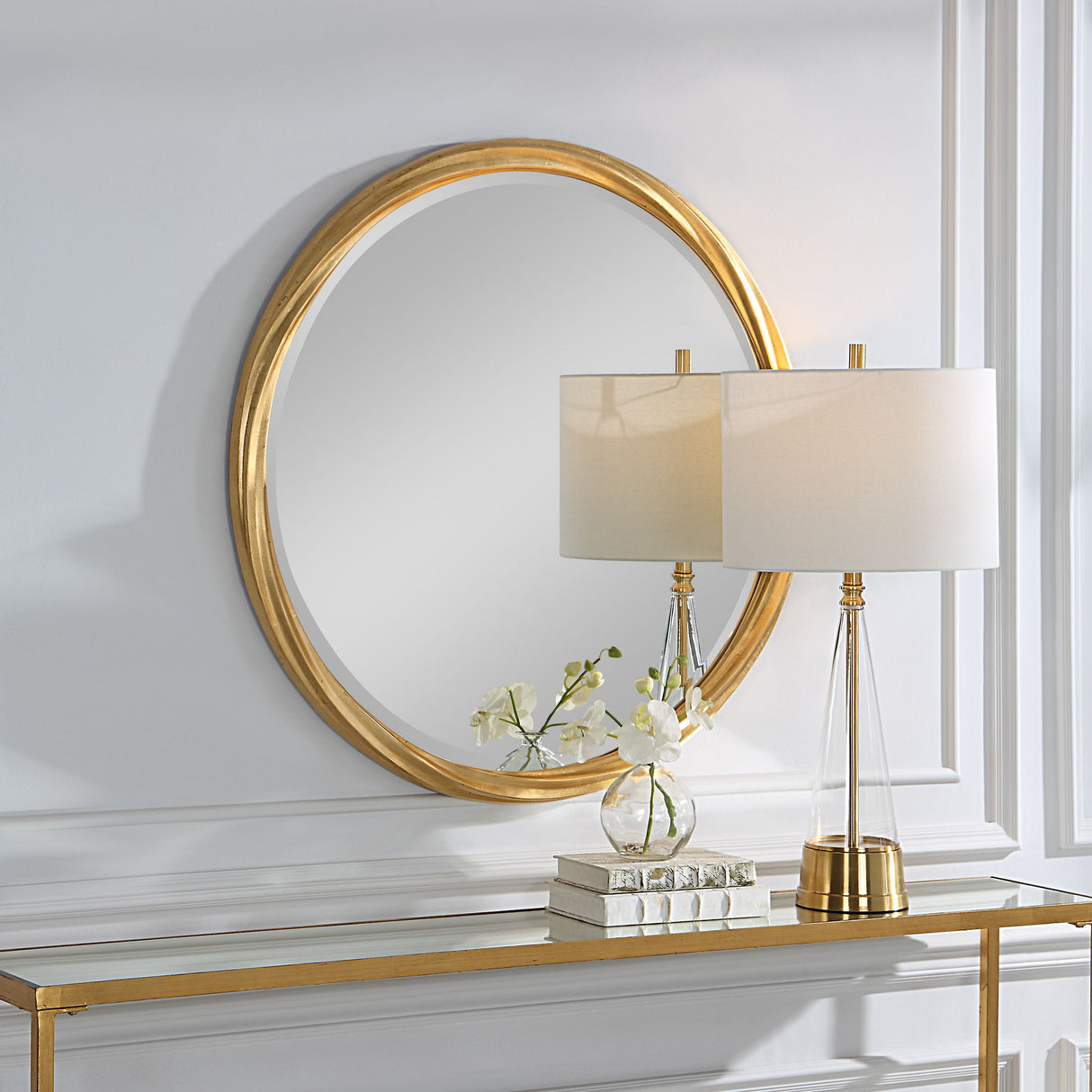 Twisted Round Mirror - Gold Leaf