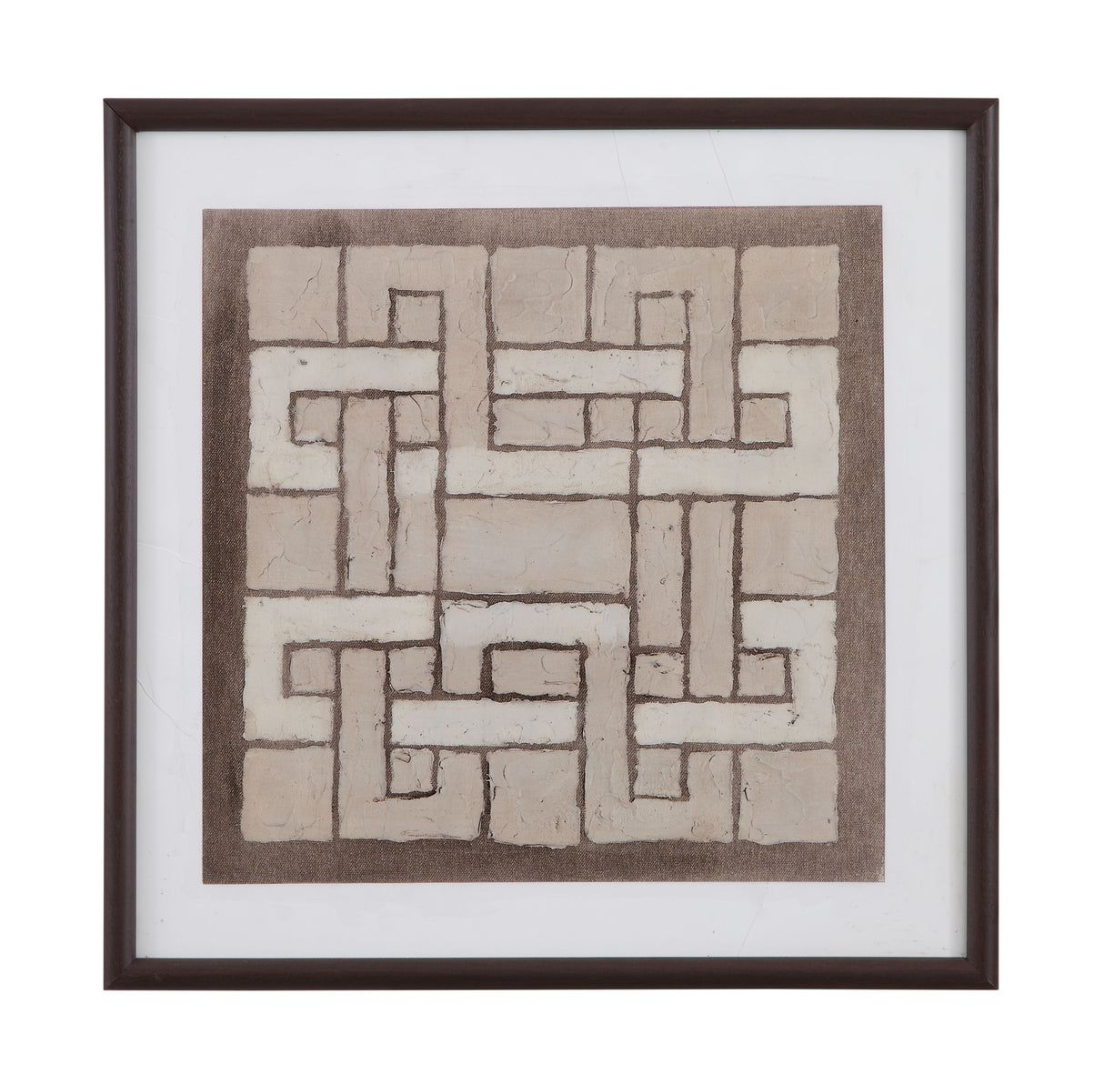 Knotted Tiles - III Framed Print - Brown