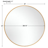 Round Framed Plain Mirror - Brushed Gold