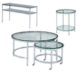 Patinoire - Round Cocktail / Nesting Table On Casters - Silver