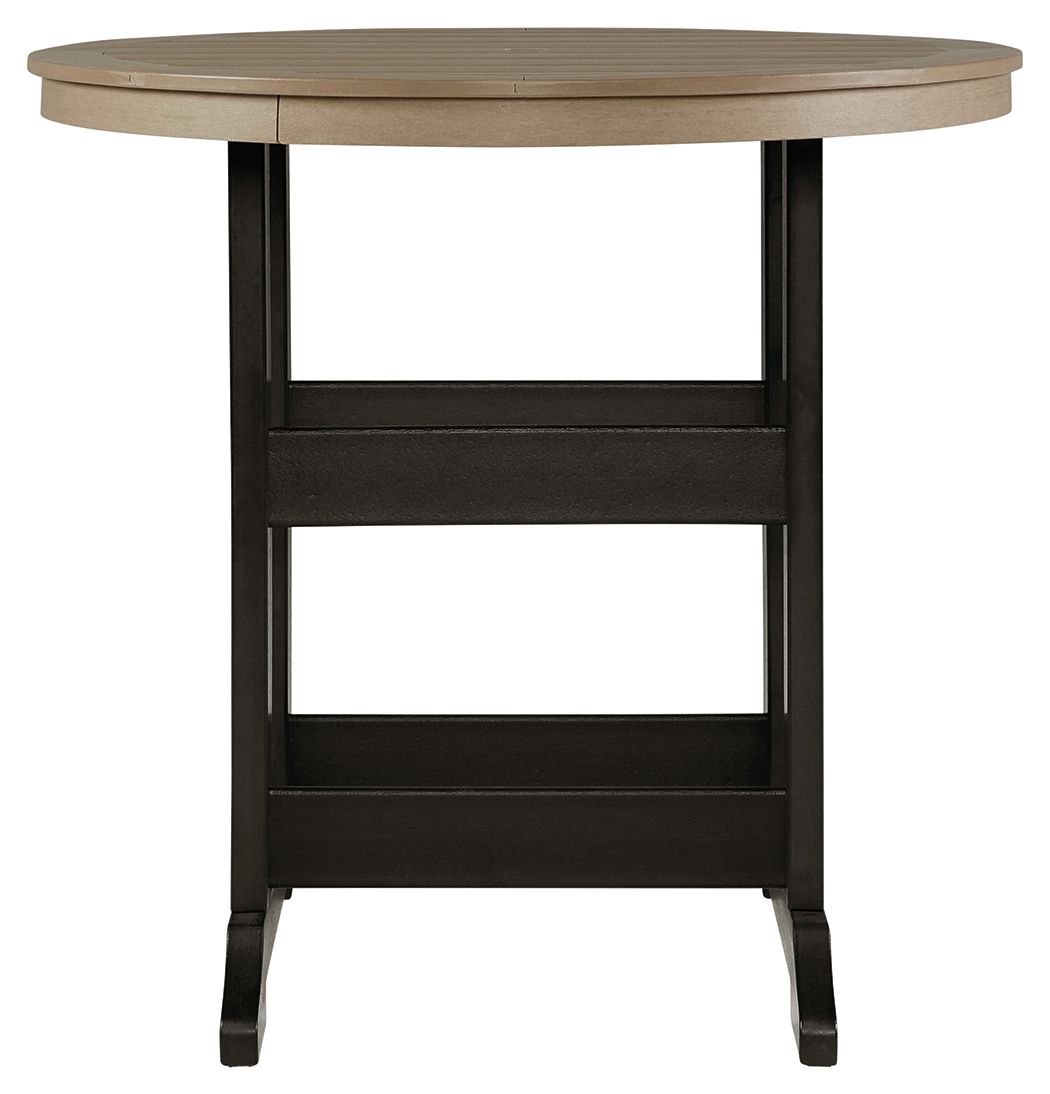 Boca Trail - Black / Driftwood - Round Bar Table W/Umb Opt