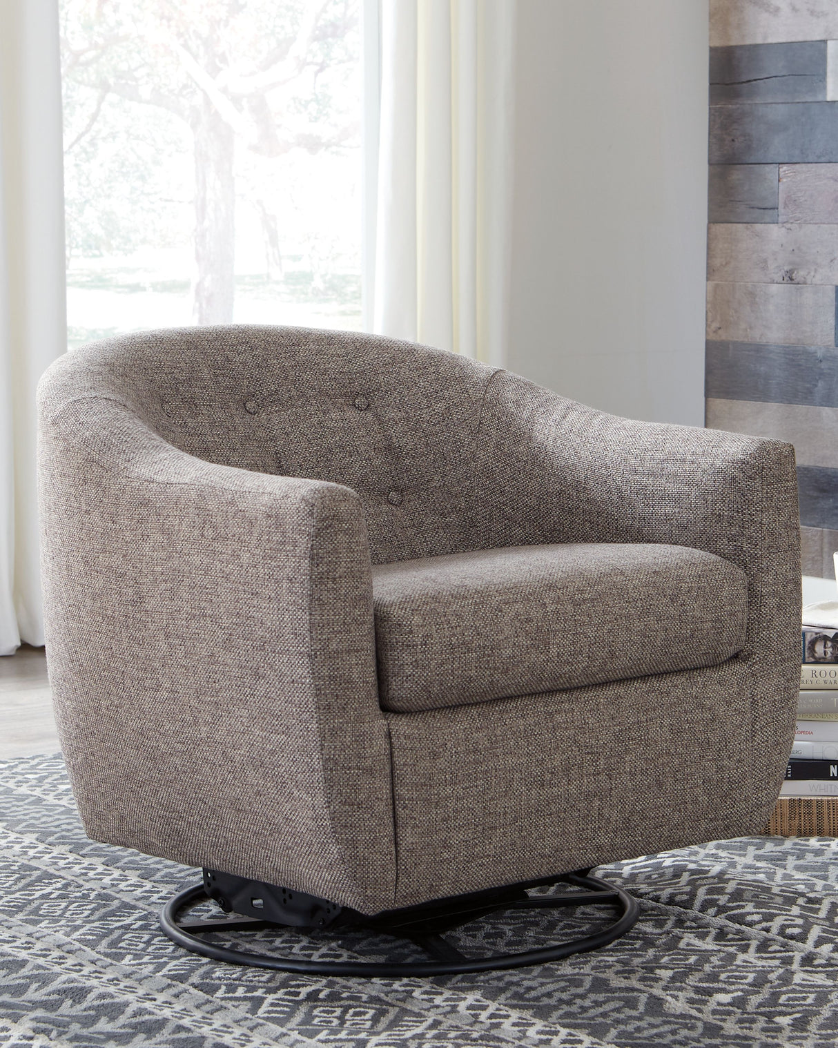 Upshur - Taupe - Swivel Glider Accent Chair