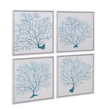 Sea Fans - Canvas Art (Set of 4) - Blue / White