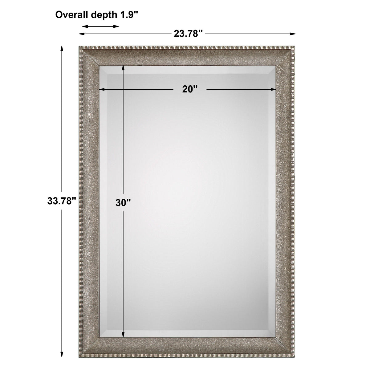 Textured Surface Mirror - Metallic Silver & Light Gray