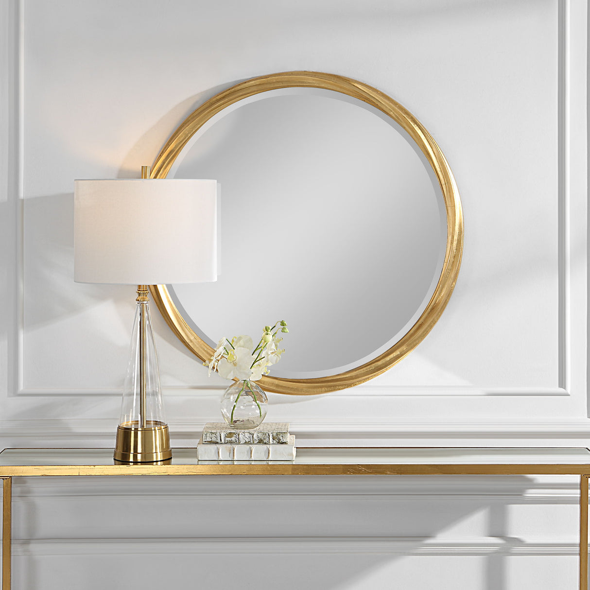 Twisted Round Mirror - Gold Leaf