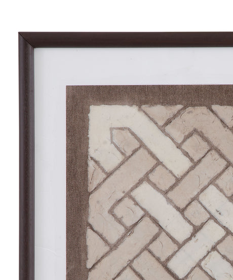 Knotted Tiles - IV Framed Print - Brown