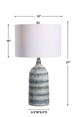 Textured Table Lamp - Blue & White