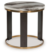 Jazmore - Brown / Brass Finish - Round End Table