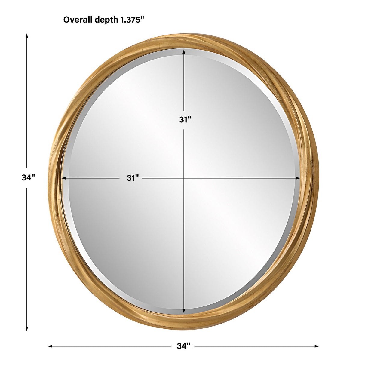 Twisted Round Mirror - Gold Leaf