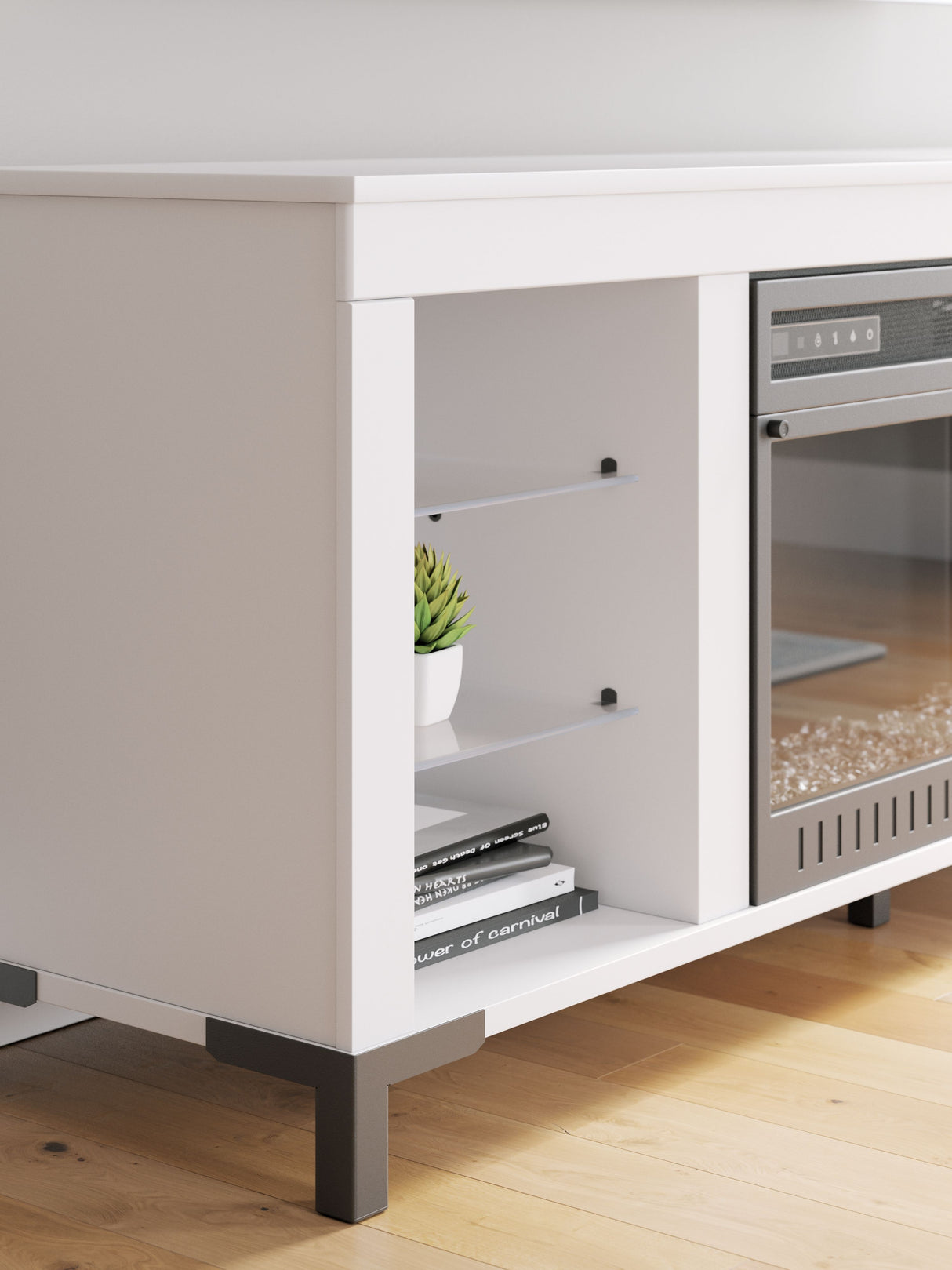 Brollevi - White - TV Stand With Fireplace