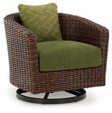 Horizon Hall - Brown / Green - Swivel Lounge With Cushion