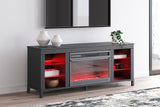 Cayberry - Black - TV Stand With Fireplace