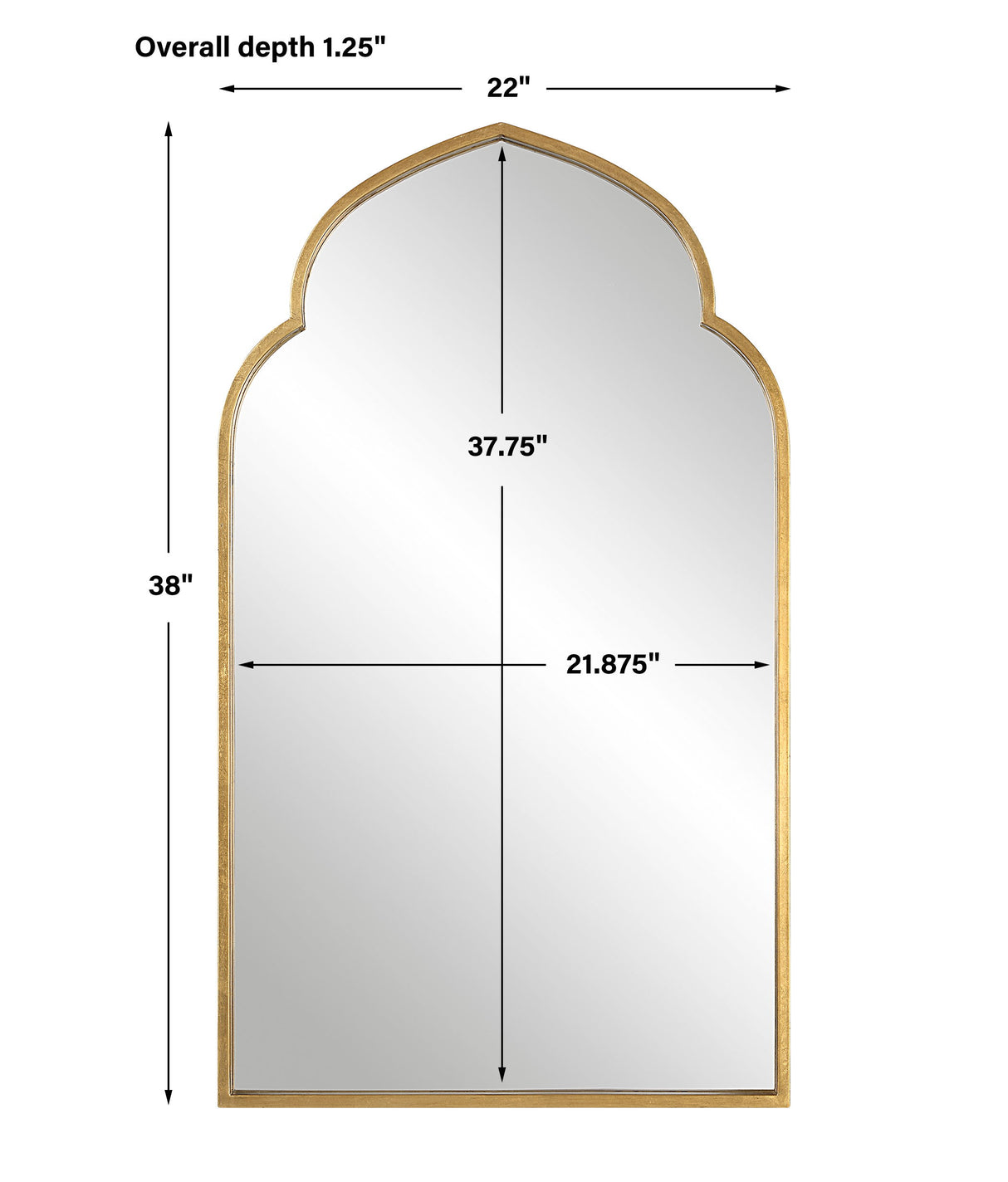 Moroccan Style Mirror - Lightly Antiqued Gold