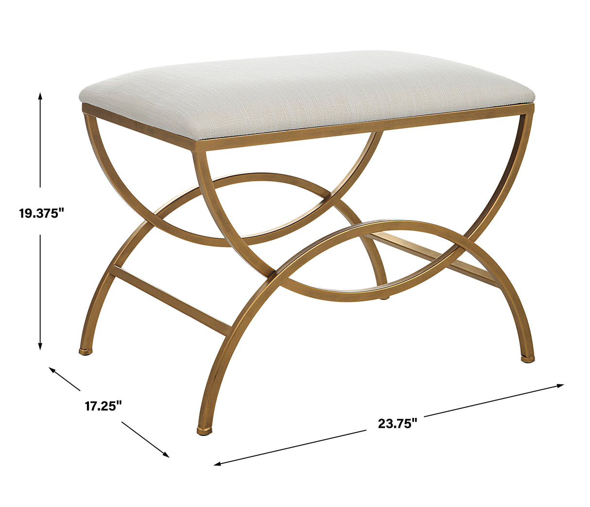 Upholstered Accent Stool - Antique Brushed Brass