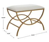 Upholstered Accent Stool - Antique Brushed Brass