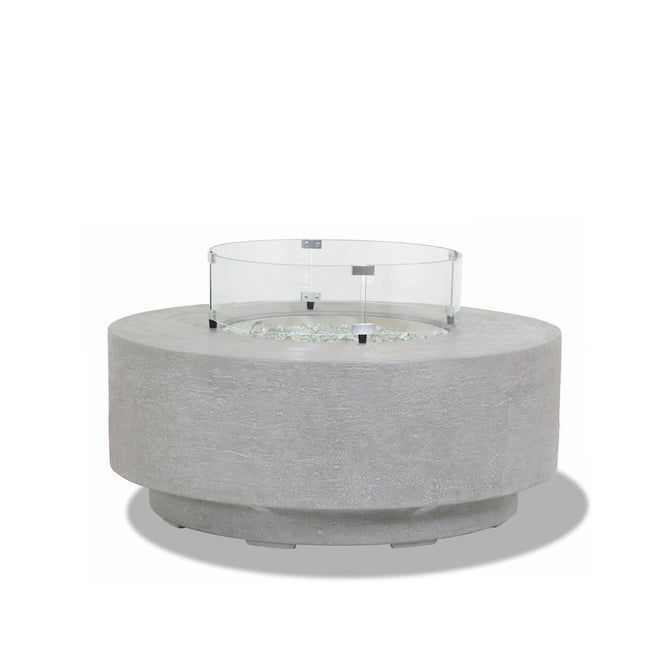 Gravelstone - Round Fire Table With Glass Surround - Pearl Silver