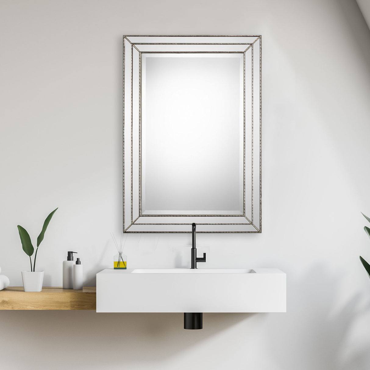 Featuring Grooved Texture Mirror - Metallic Silver