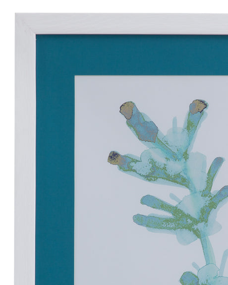 Watercolor Seaweed - II Framed Print - Blue / White