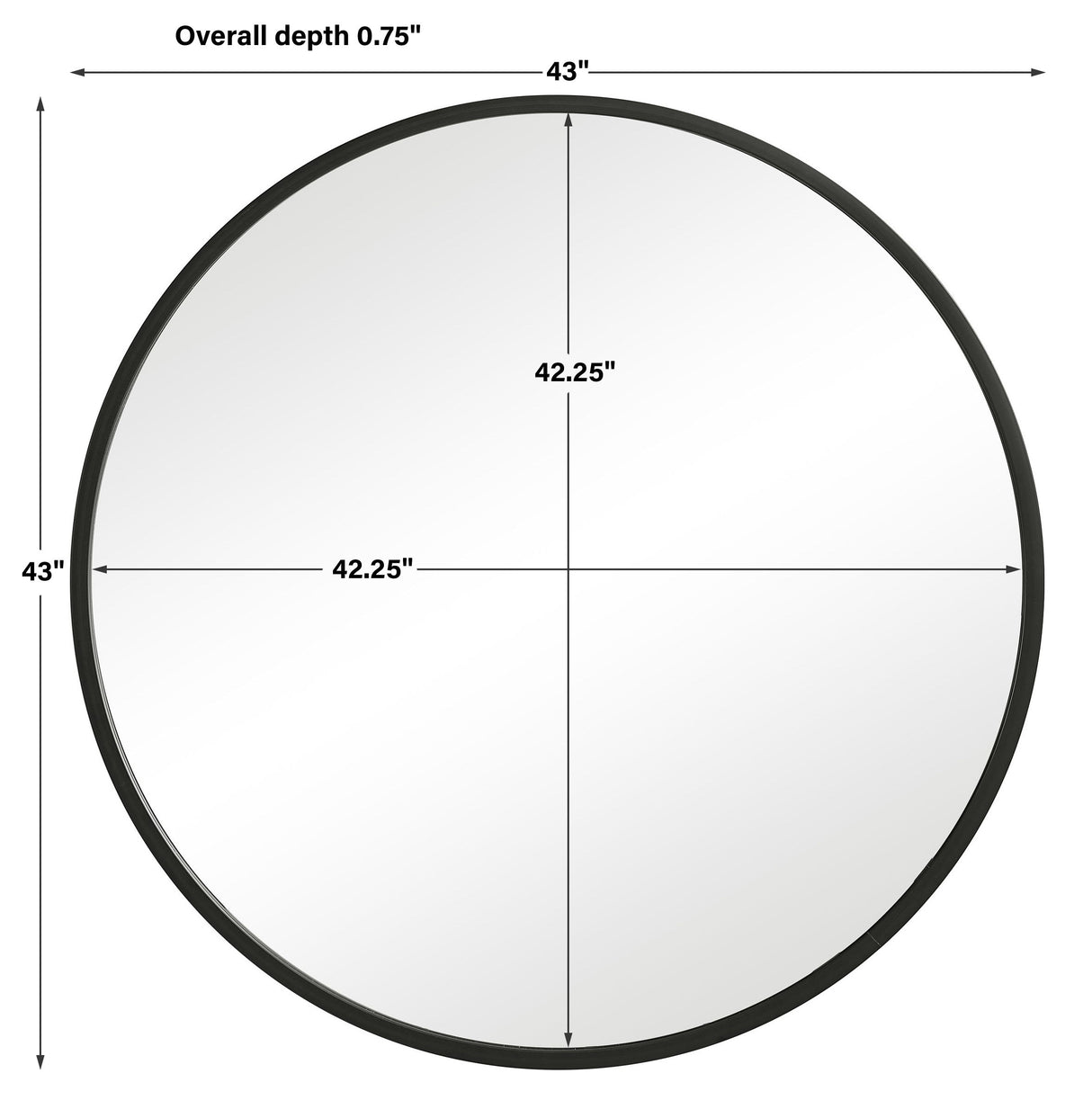 Round Mirror Contemporary - Matte Black