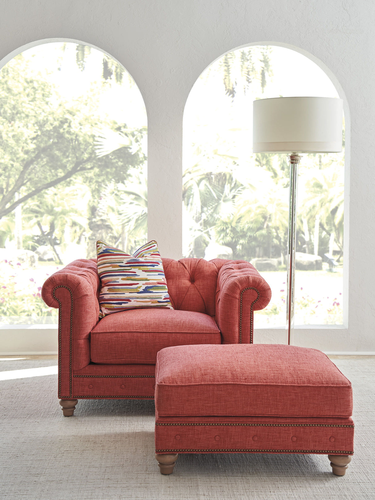 Barclay Butera Upholstery - Carmen Ottoman - Red