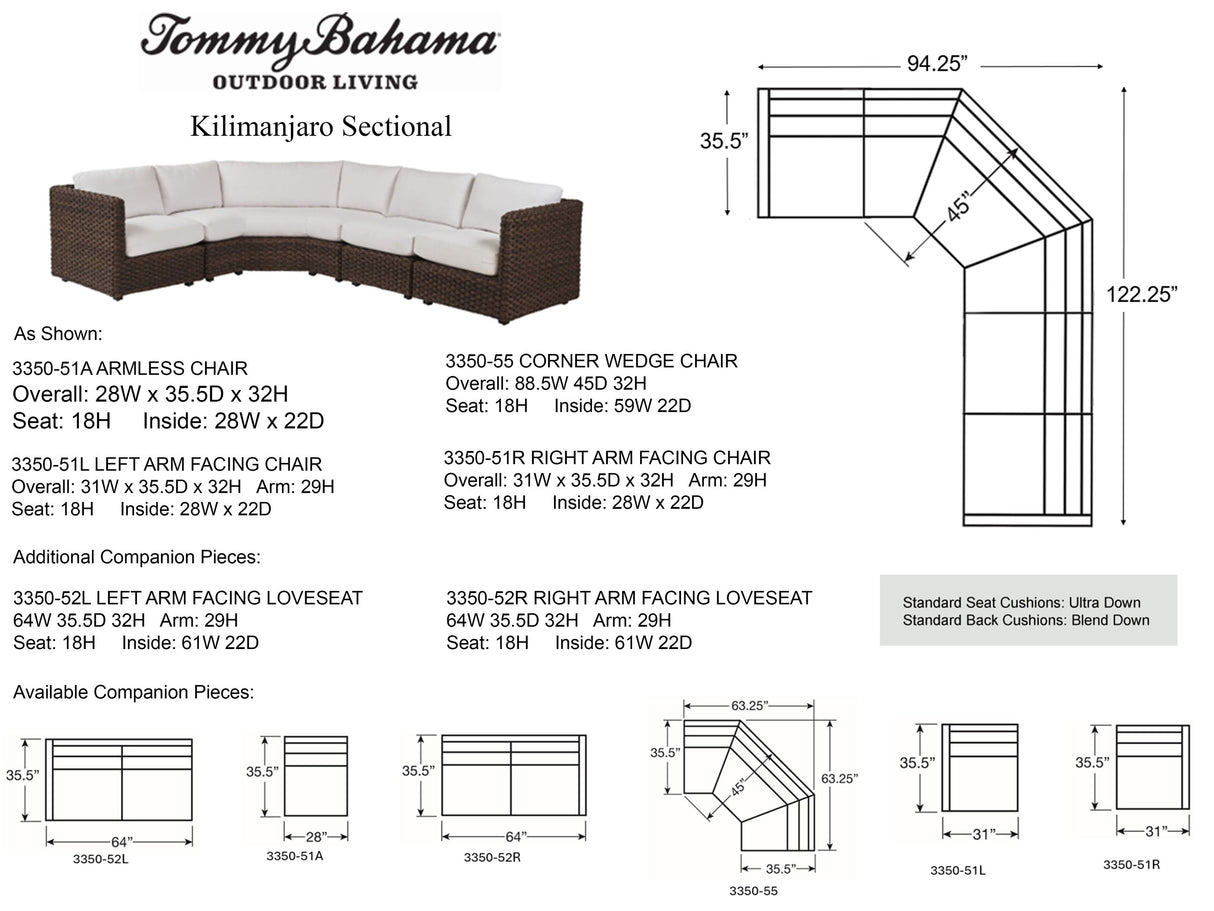 Kilimanjaro - Sectional - White / Dark Brown